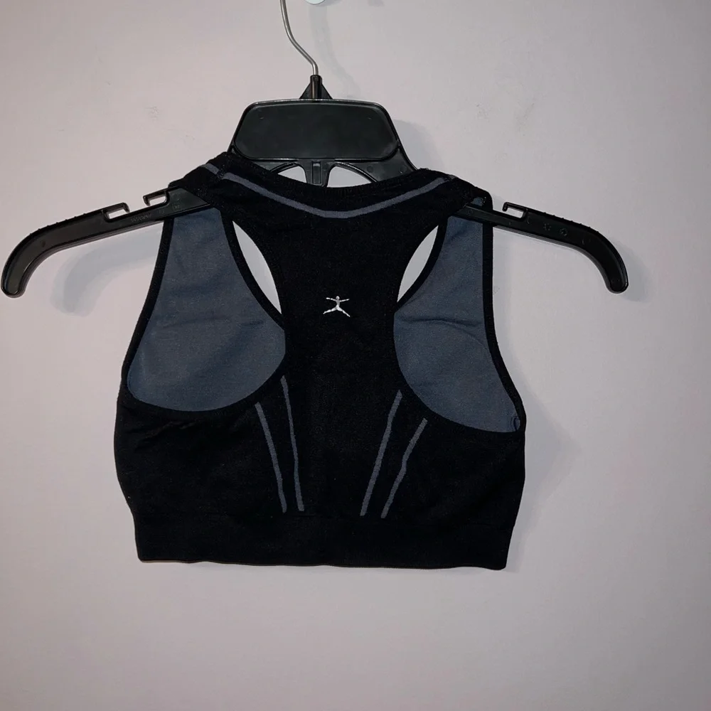 Black with dark grey detailing padded sports bra XS